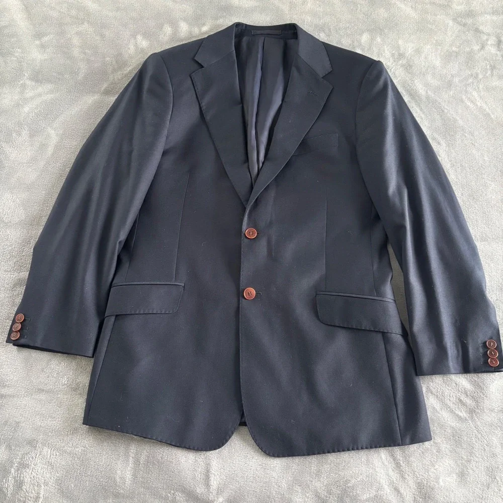 Charles Tyrwhitt Slim Fit Navy‎ Blazer Men's 42R Two Brown Button Sports Coat